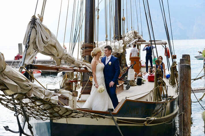 Couple on a pirate ship in Malcesine.